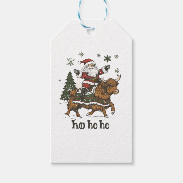 Womens Xmas Tree Lighting Santa Riding Highland Co Geschenkanhänger (Vorderseite)