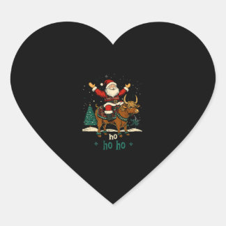 Womens Xmas Tree Lighting Santa Riding Highland Co Herz-Aufkleber