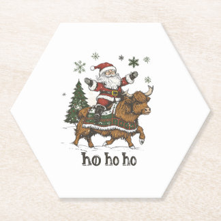 Womens Xmas Tree Lighting Santa Riding Highland Co Untersetzer