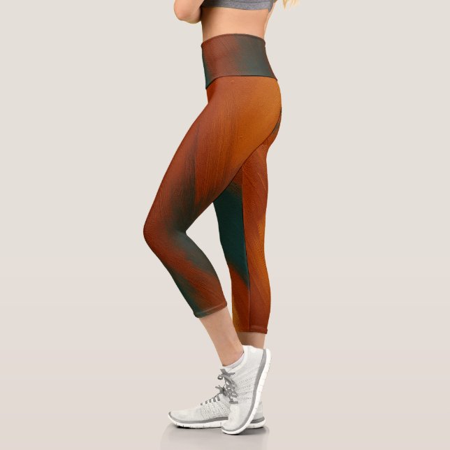 "Women's Yoga Set mit künstlerischem Pinselstrich  Capri Leggings (Links)