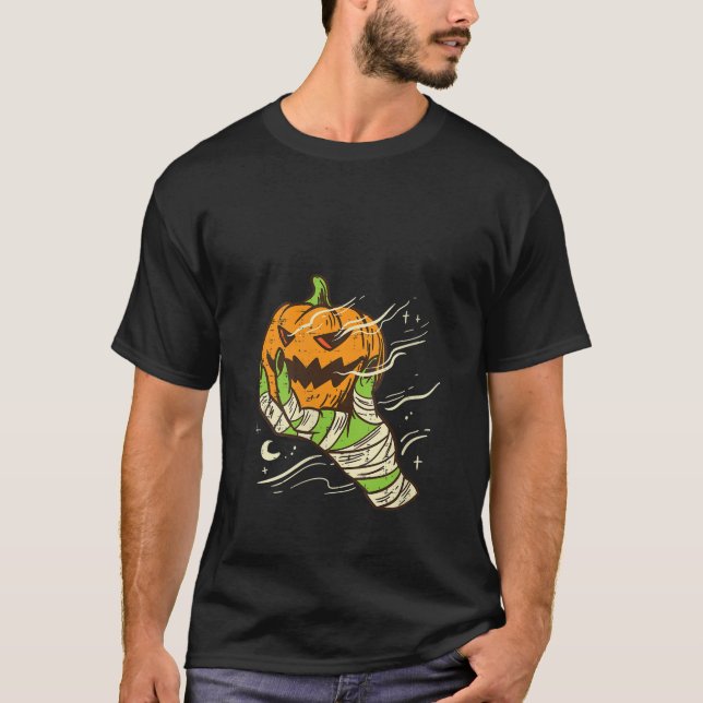 Womens Zombie Hand Pumpkin Jackolantern Retro Vint T-Shirt (Vorderseite)