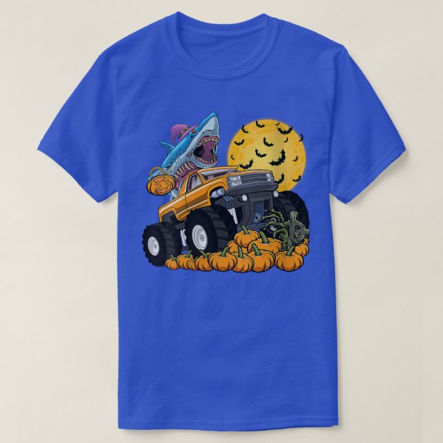 Womens Zombie Shark on Monster Truck Halloween Sha T-Shirt (Design vorne)