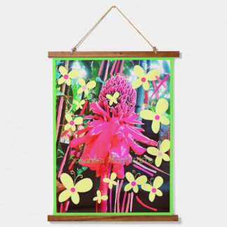 Wonder Blume Scroll Art Wood Topped Wall Tapestes Wandteppich Mit Holzrahmen