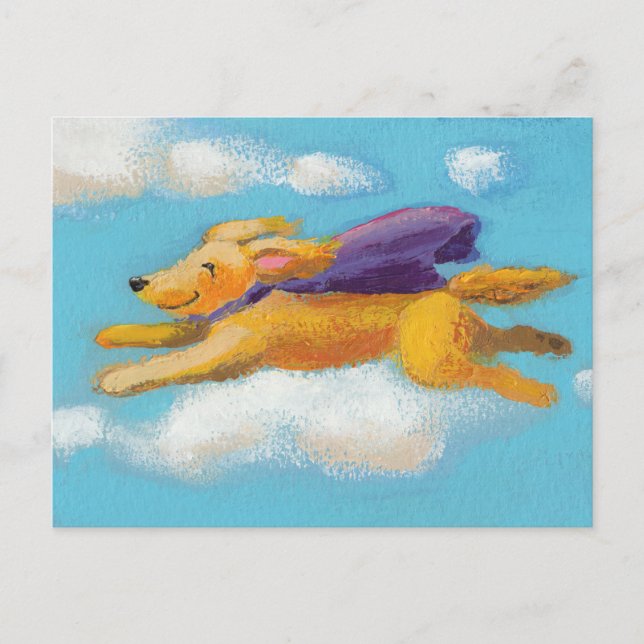 Wonder Dog - fliegender spaniel Retriever mit Kap Postkarte (Vorderseite)