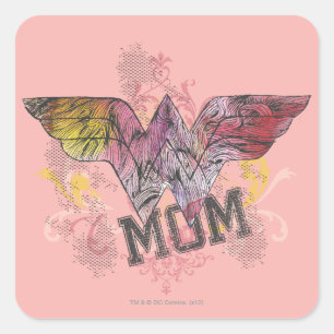 Wonder Mama Mixed Media Quadratischer Aufkleber