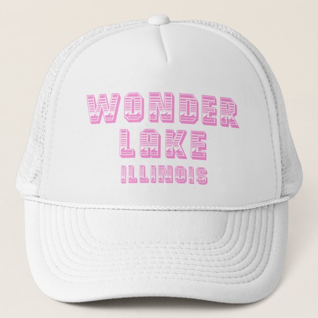 Wonder See-Wasserlinie-rosa und weißer Truckerkappe (Vorderseite)