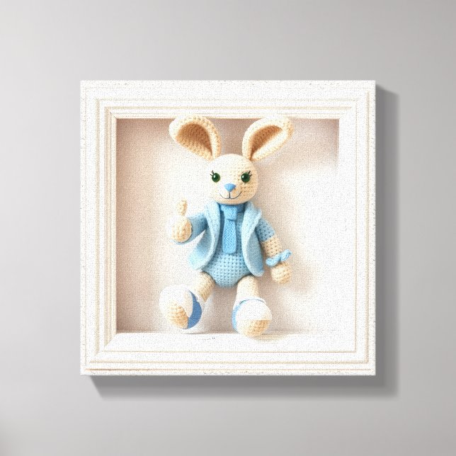 Wonder Wall Art Boy Bunny in Blue Leinwanddruck (Vorderseite)