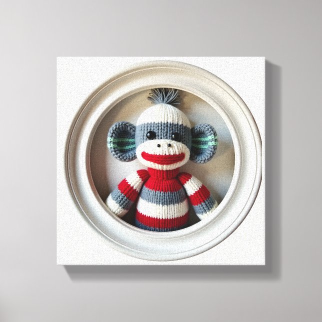 Wonder Wall Art Striped Sock Affe Delikatesse Leinwanddruck (Vorderseite)