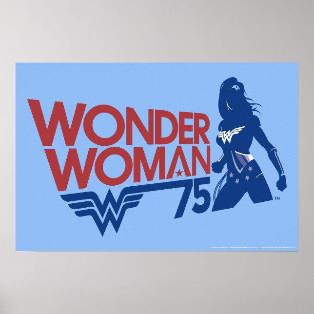 Wonder Woman 75-jähriges Red & Blue Logo Poster (Vorne)