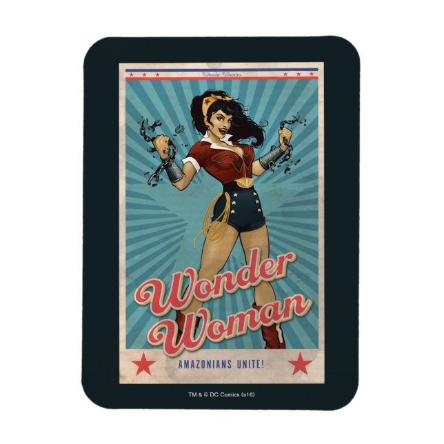 Wonder Woman Amazonians Unite Vintage Poster Magnet (Vertikal)