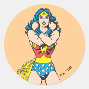Wonder Woman Arms Crossed Runder Aufkleber