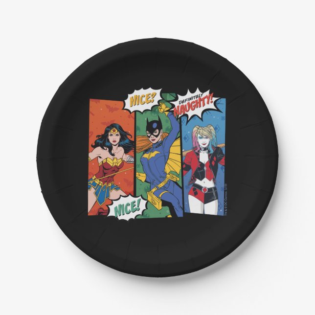Wonder Woman, Batgirl & Harley Quinn Holiday Pappteller (Vorderseite)