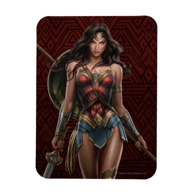 Wonder Woman Battle-Ready Comic Kunst Magnet (Vertikal)