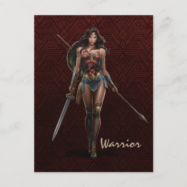 Wonder Woman Battle-Ready Comic Kunst Postkarte (Vorderseite)