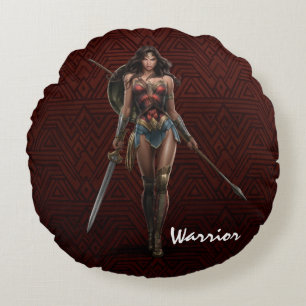 Wonder Woman Battle-Ready Comic Kunst Rundes Kissen
