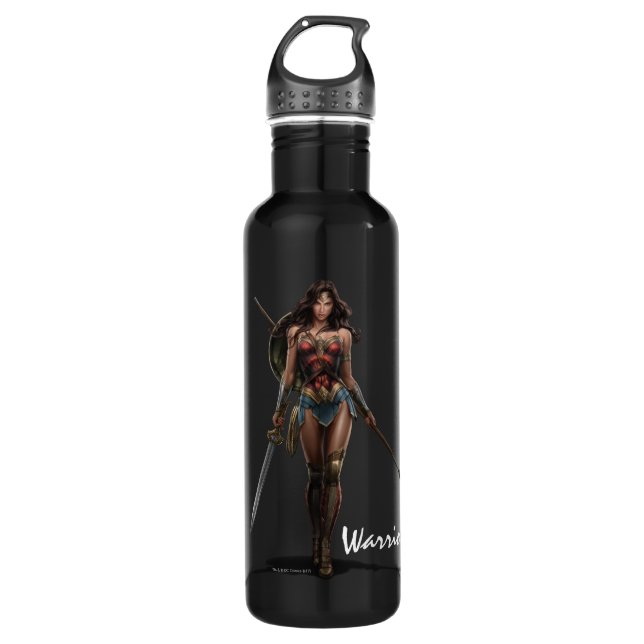 Wonder Woman Battle-Ready Comic Kunst Trinkflasche (Vorderseite)