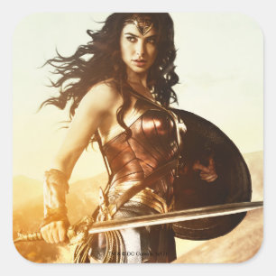 Wonder Woman bei Sunset Quadratischer Aufkleber