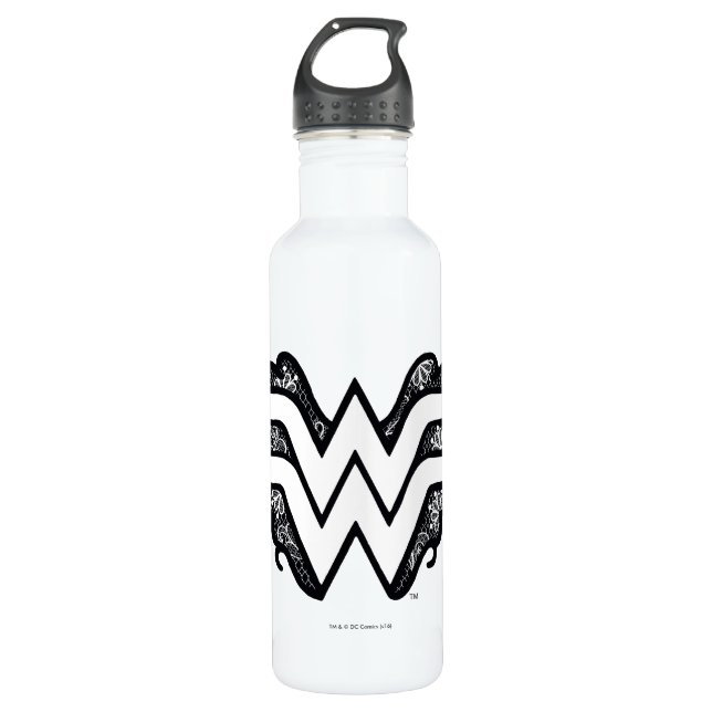 Wonder Woman Black Lace Logo Trinkflasche (Vorderseite)
