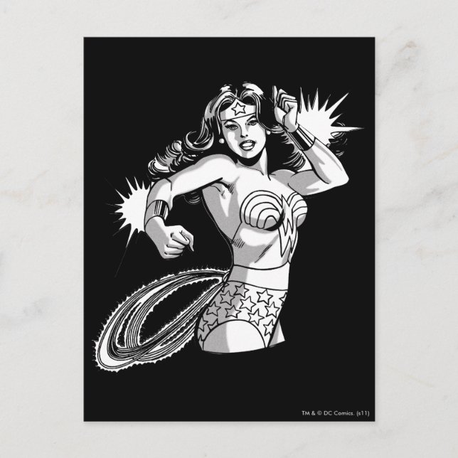 Wonder Woman Black & White Defender Postkarte (Vorderseite)