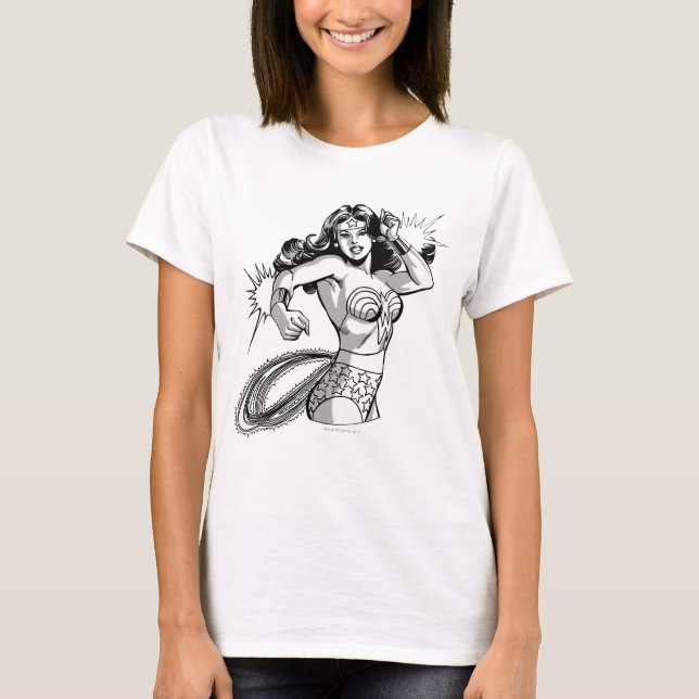 Wonder Woman Black & White Defender T-Shirt (Vorderseite)