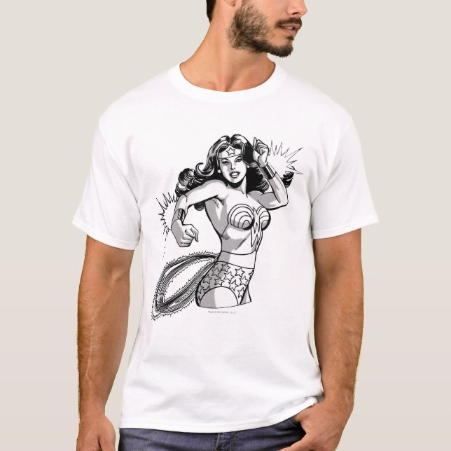 Wonder Woman Black & White Defender T-Shirt (Vorderseite)