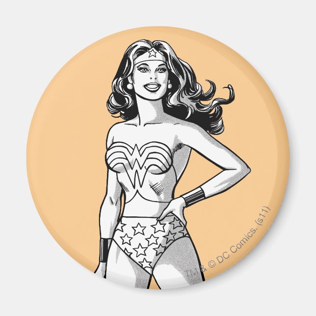 Wonder Woman Black & White Pose Magnet (Vorne)
