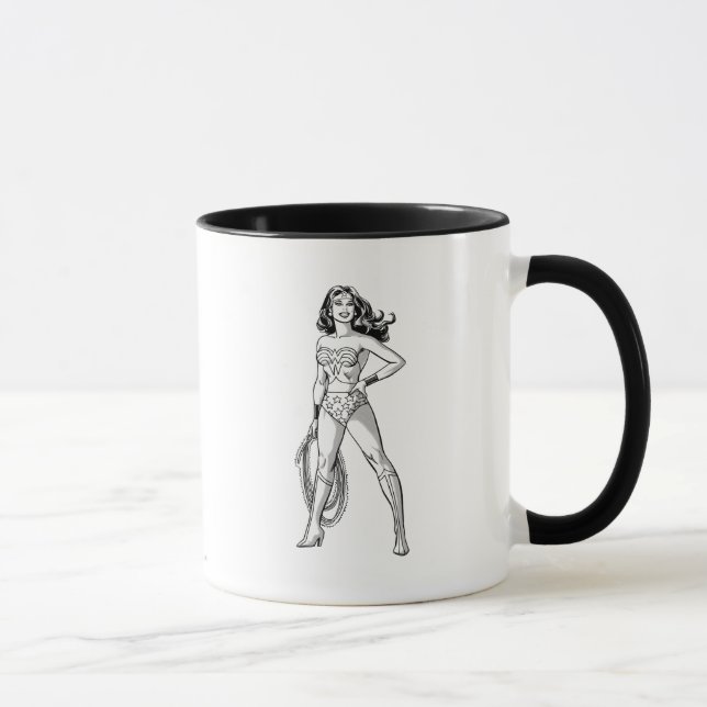 Wonder Woman Black & White Pose Tasse (Rechts)