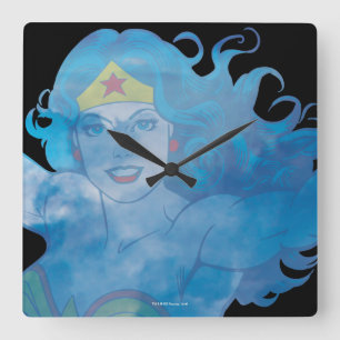 Wonder Woman Blaue Himmel Silhouette Quadratische Wanduhr