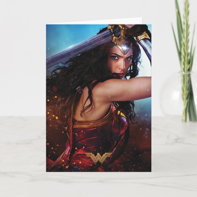Wonder Woman blockiert mit Schwert Karte (Vorderseite)