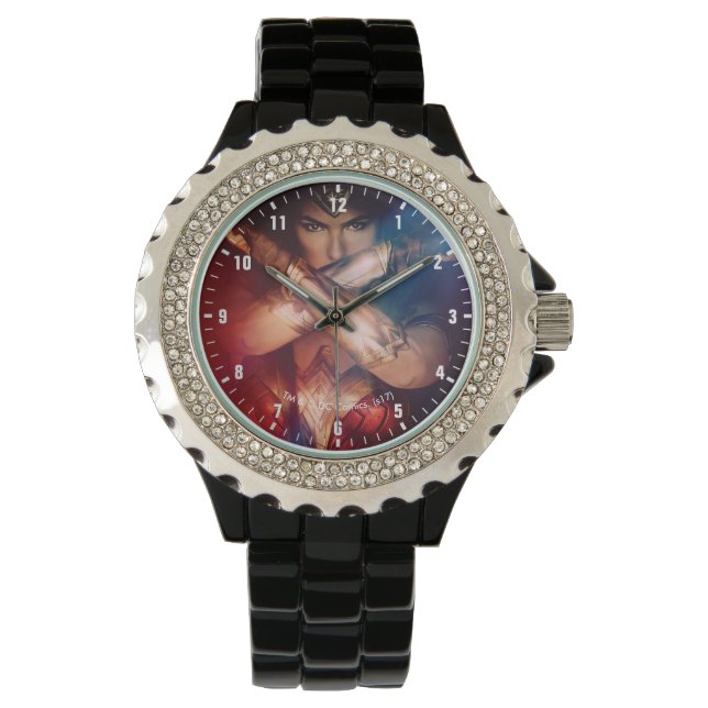 Wonder Woman Blockierung mit Armbändern Armbanduhr (Vorderseite)
