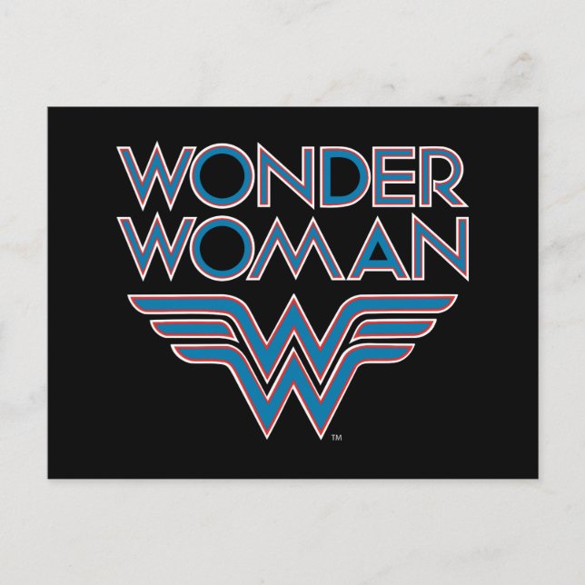 Wonder Woman Blue and Red Retro Logo Postkarte (Vorderseite)