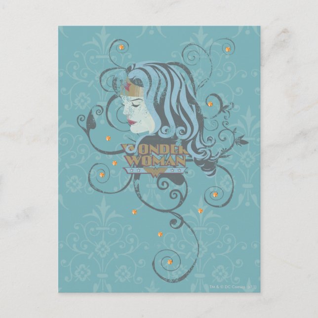Wonder Woman Blue Background Postkarte (Vorderseite)