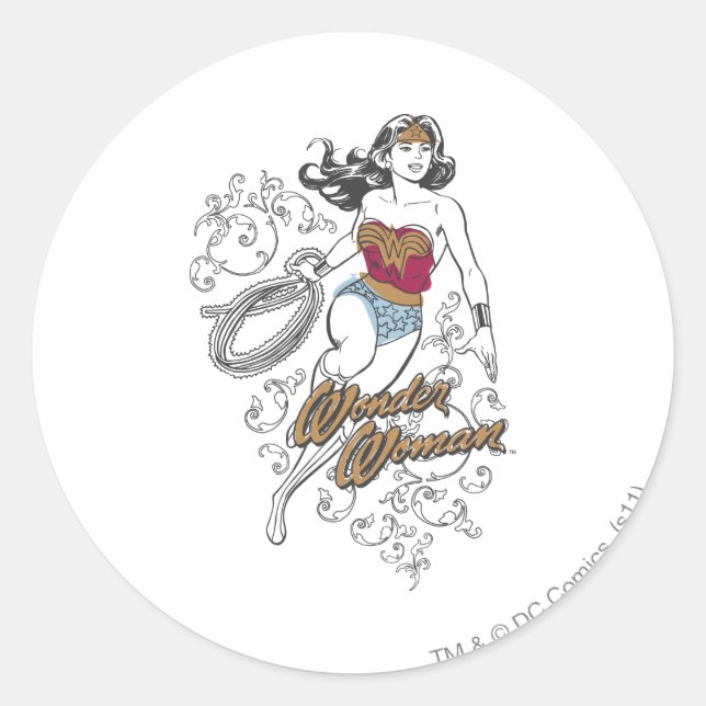 Wonder Woman Blüh Runder Aufkleber (Vorderseite)