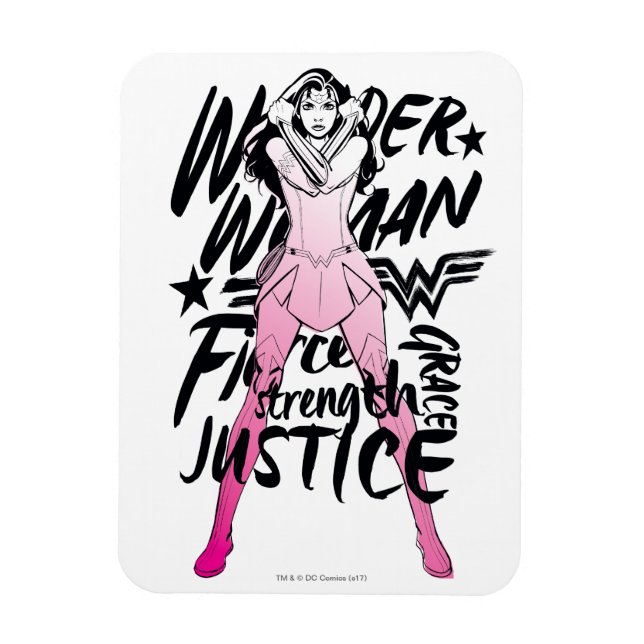 Wonder Woman Brush Typography Art Magnet (Vertikal)