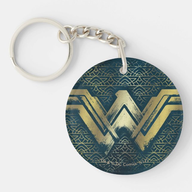 Wonder Woman Brushed Gold Symbol Schlüsselanhänger (Vorderseite)