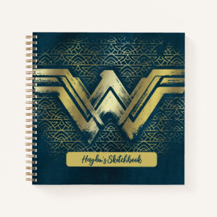 Wonder Woman Brushed Gold Symbol Zeichnend Notizbuch