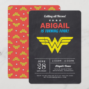 Wonder Woman Chalkboard Girls Birthday Invitation