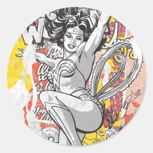 Wonder Woman Collage 1 Runder Aufkleber (Vorderseite)