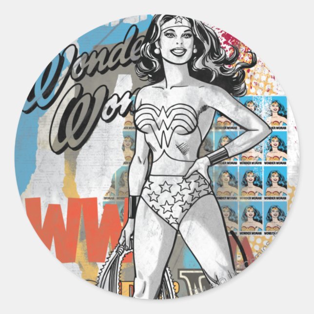 Wonder Woman Collage 2 Runder Aufkleber (Vorderseite)