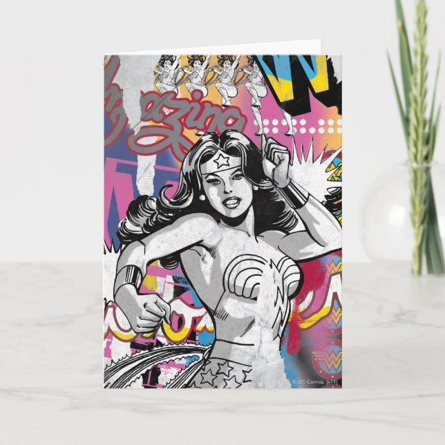 Wonder Woman Collage 3 Karte (Vorderseite)