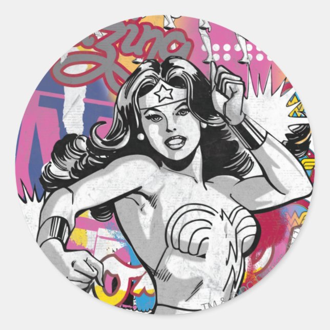 Wonder Woman Collage 3 Runder Aufkleber (Vorderseite)