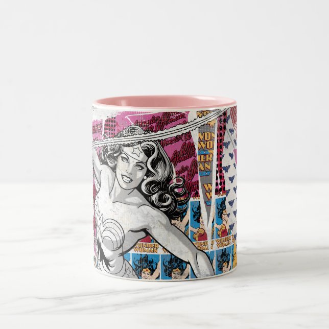 Wonder Woman Collage 5 Zweifarbige Tasse (Mittel)