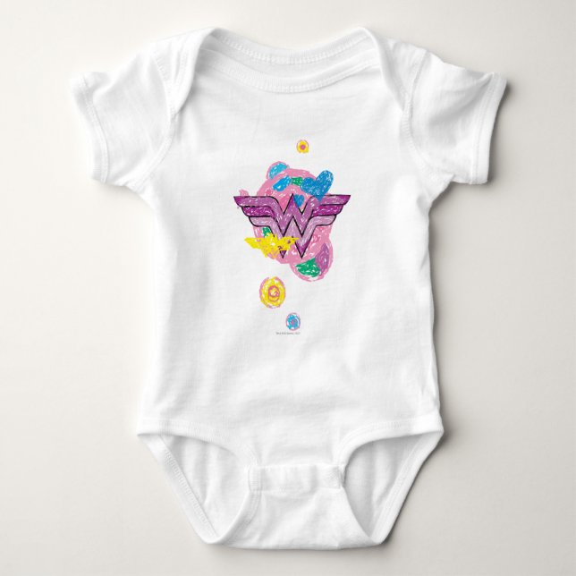 Wonder Woman Colorful Scribbles Baby Strampler (Vorderseite)