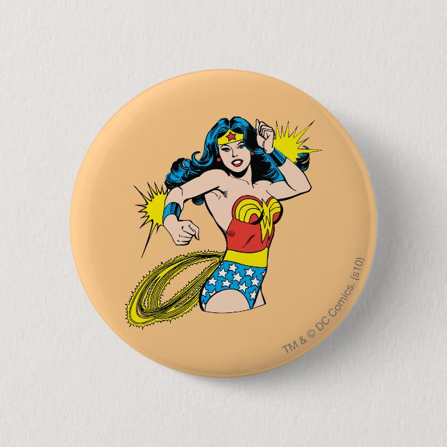 Wonder Woman Drehung mit leuchtenden Wellen Button (Vorderseite)