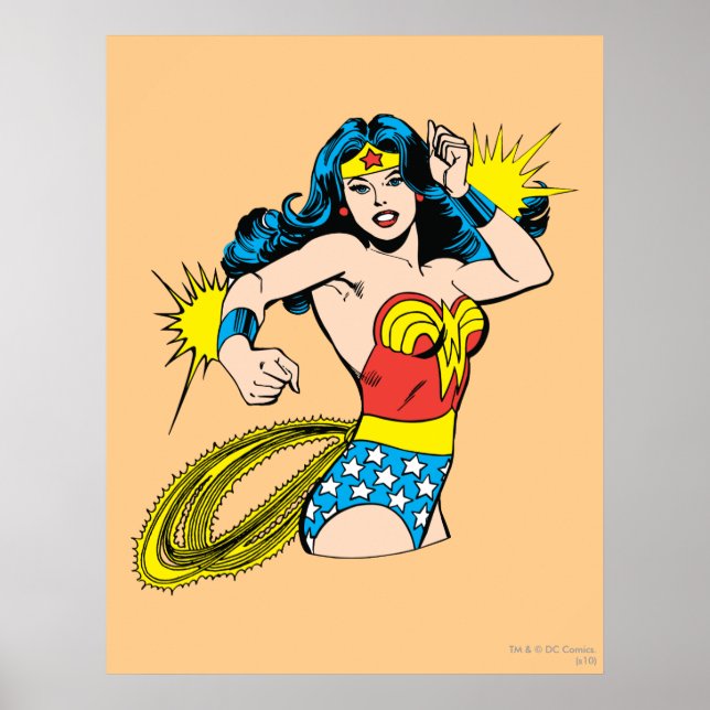 Wonder Woman Drehung mit leuchtenden Wellen Poster (Vorne)