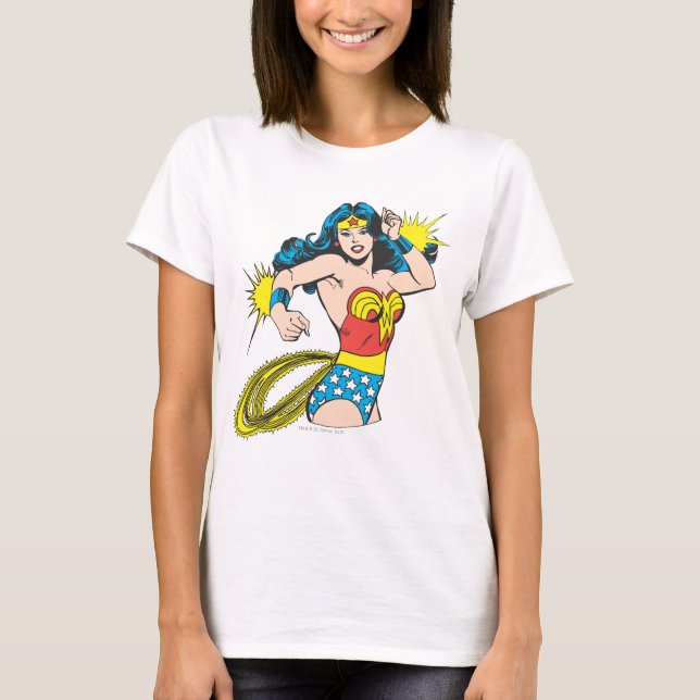 Wonder Woman Drehung mit leuchtenden Wellen T-Shirt (Vorderseite)