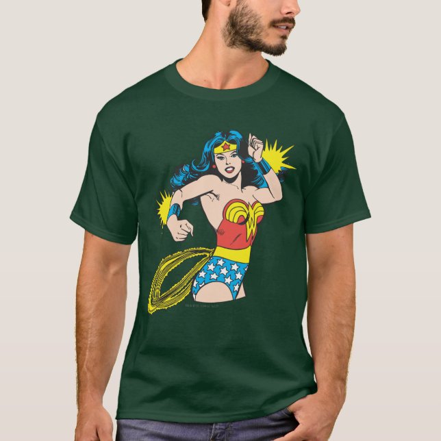 Wonder Woman Drehung mit leuchtenden Wellen T-Shirt (Vorderseite)
