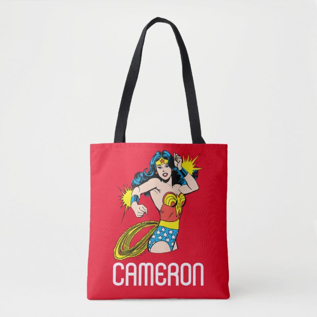 Wonder Woman Drehung mit leuchtenden Wellen Tasche (Vorderseite)