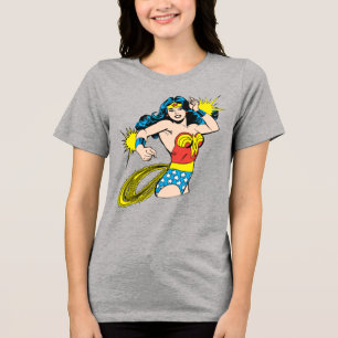 Wonder Woman Drehung mit leuchtenden Wellen Tri-Blend Shirt