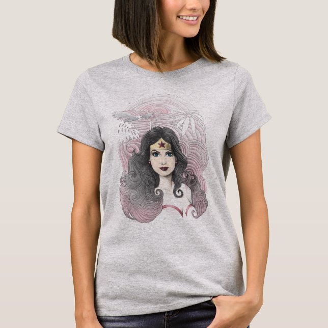 Wonder Woman Eagle und Bäume T-Shirt (Vorderseite)